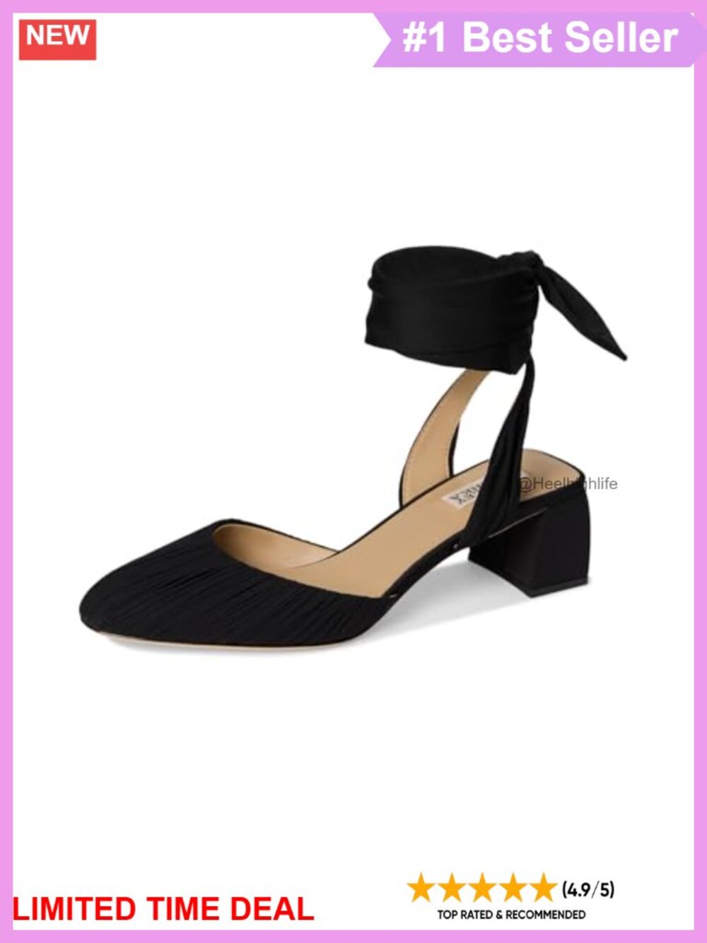 Badgley Mischka Ofelia Pump Block Heel Round Toe Leather Lining